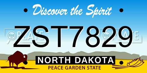 ZST7829 North Dakota License Plate