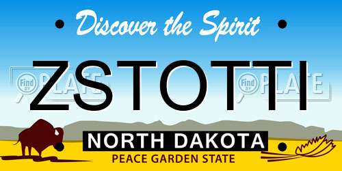 ZSTOTTI North Dakota License Plate