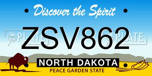 ZSV862 North Dakota License Plate