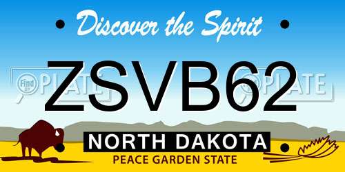 ZSVB62 North Dakota License Plate