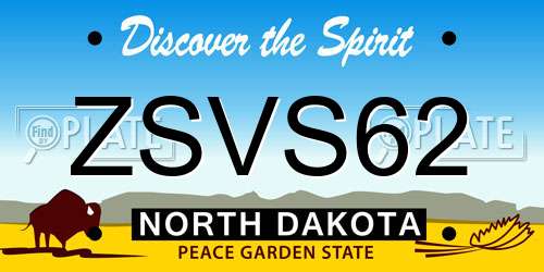 ZSVS62 North Dakota License Plate