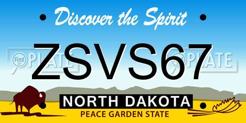 ZSVS67 North Dakota License Plate