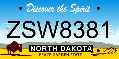 ZSW8381 North Dakota License Plate
