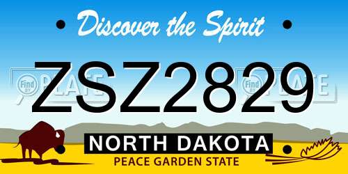 ZSZ2829 North Dakota License Plate