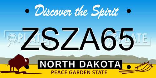 ZSZA65 North Dakota License Plate