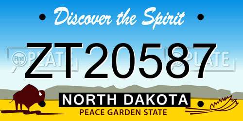 ZT20587 North Dakota License Plate