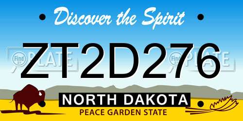 ZT2D276 North Dakota License Plate