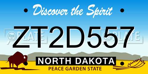 ZT2D557 North Dakota License Plate