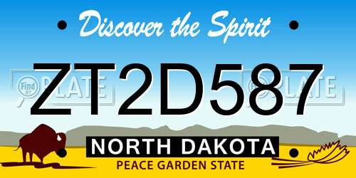ZT2D587 North Dakota License Plate
