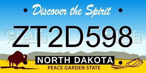 ZT2D598 North Dakota License Plate