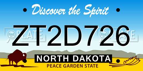 ZT2D726 North Dakota License Plate