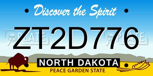 ZT2D776 North Dakota License Plate