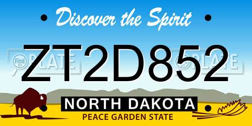 ZT2D852 North Dakota License Plate