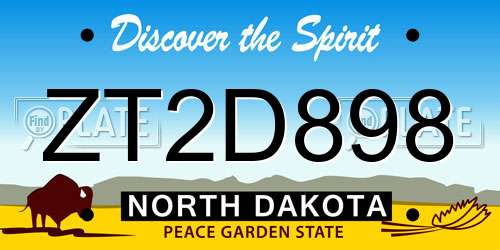 ZT2D898 North Dakota License Plate