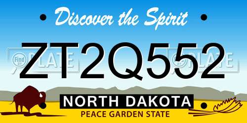 ZT2Q552 North Dakota License Plate