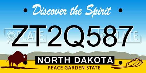ZT2Q587 North Dakota License Plate