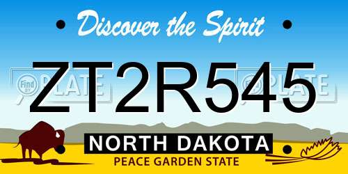 ZT2R545 North Dakota License Plate