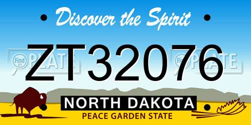 ZT32076 North Dakota License Plate