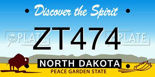ZT474 North Dakota License Plate