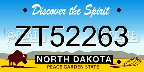 ZT52263 North Dakota License Plate