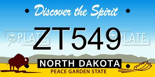 ZT549 North Dakota License Plate