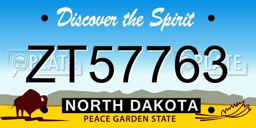 ZT57763 North Dakota License Plate