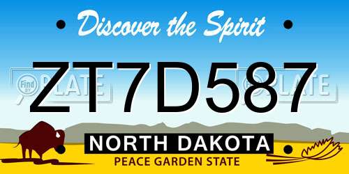 ZT7D587 North Dakota License Plate