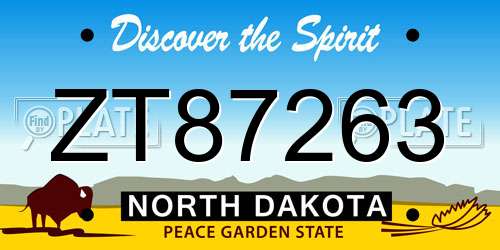 ZT87263 North Dakota License Plate