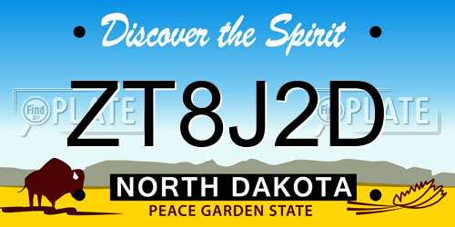 ZT8J2D North Dakota License Plate