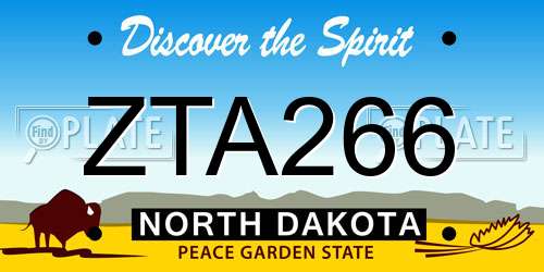ZTA266 North Dakota License Plate