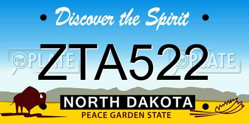 ZTA522 North Dakota License Plate