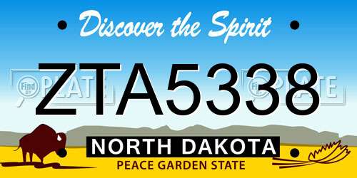 ZTA5338 North Dakota License Plate