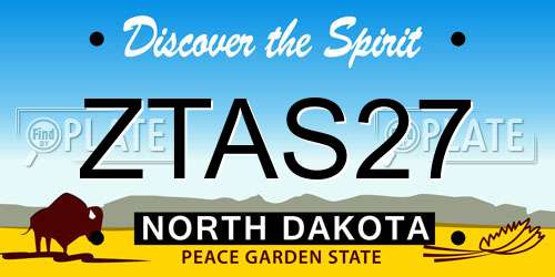 ZTAS27 North Dakota License Plate