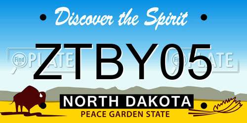 ZTBY05 North Dakota License Plate