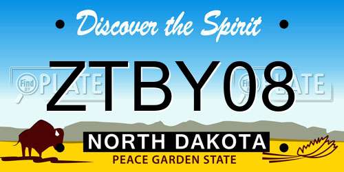ZTBY08 North Dakota License Plate