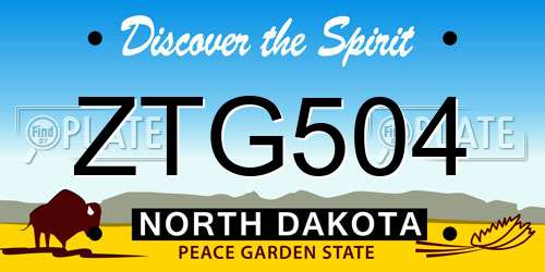 ZTG504 North Dakota License Plate