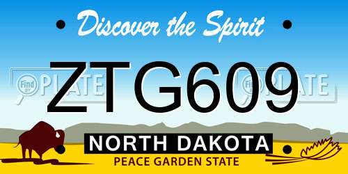 ZTG609 North Dakota License Plate