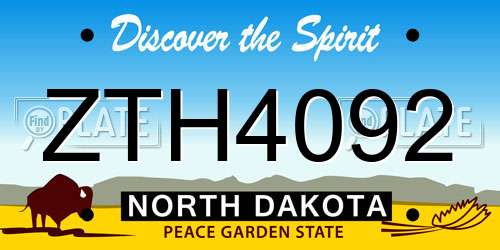 ZTH4092 North Dakota License Plate