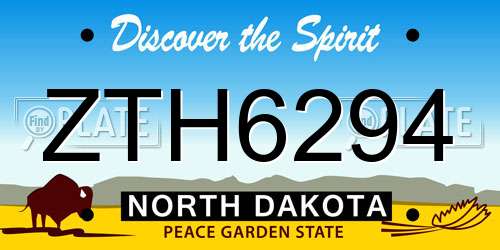ZTH6294 North Dakota License Plate