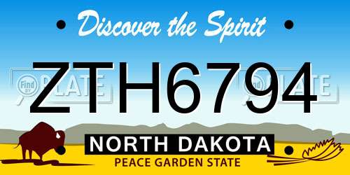 ZTH6794 North Dakota License Plate