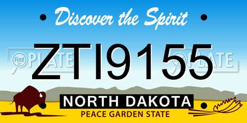 ZTI9155 North Dakota License Plate