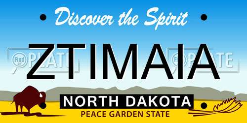 ZTIMAIA North Dakota License Plate