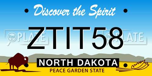 ZTIT58 North Dakota License Plate