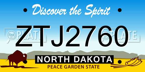 ZTJ2760 North Dakota License Plate
