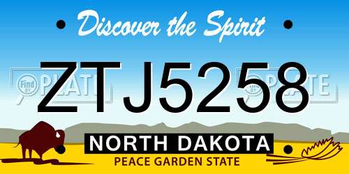 ZTJ5258 North Dakota License Plate