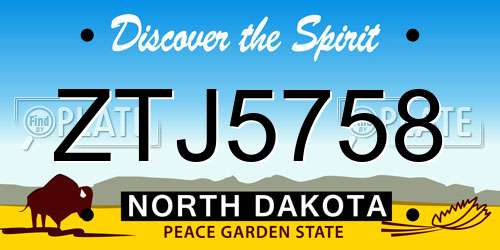 ZTJ5758 North Dakota License Plate