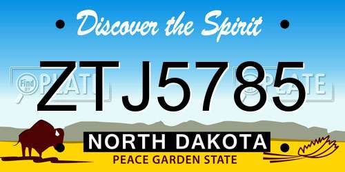 ZTJ5785 North Dakota License Plate