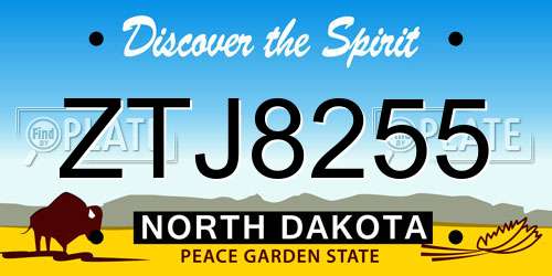 ZTJ8255 North Dakota License Plate