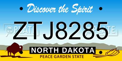 ZTJ8285 North Dakota License Plate
