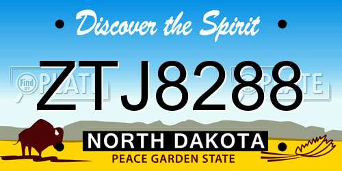ZTJ8288 North Dakota License Plate